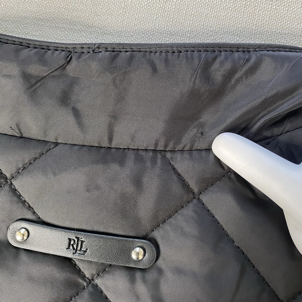 Lauren Ralph Lauren Quilted Vest Women's L Black Crest Logo Snap Front Puffer - Picture 8 of 16